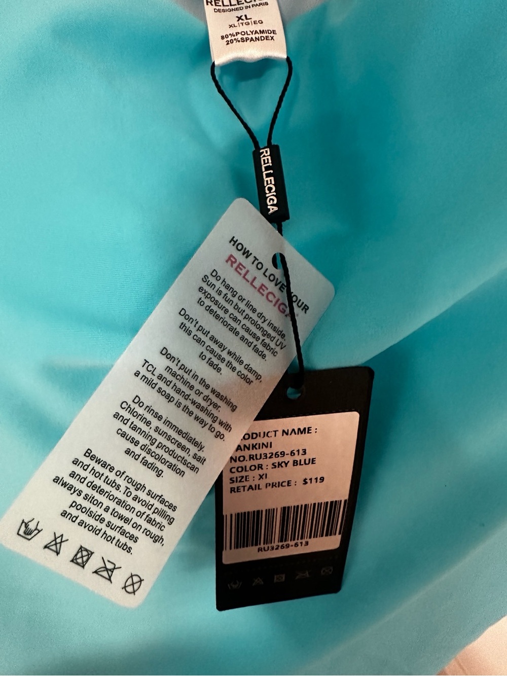 RELLECIGA NWT Sky Blue One Piece Swimsuit XL Ruched Tummy Control - Picture 3 of 3